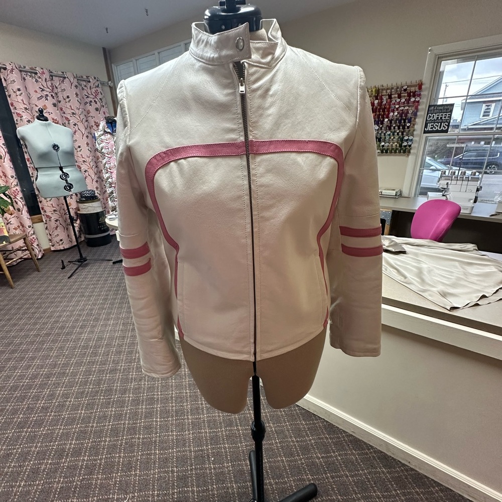 Wilsons Leather White and Pink Women's Jacket